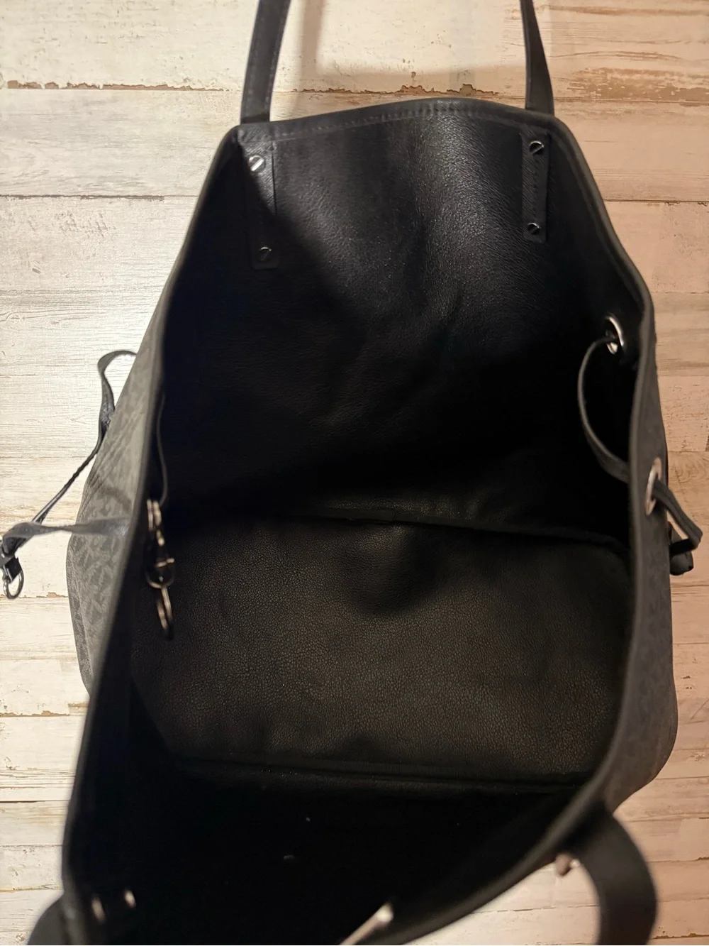 Michael Kors Black and White Logo Interior Label Tote